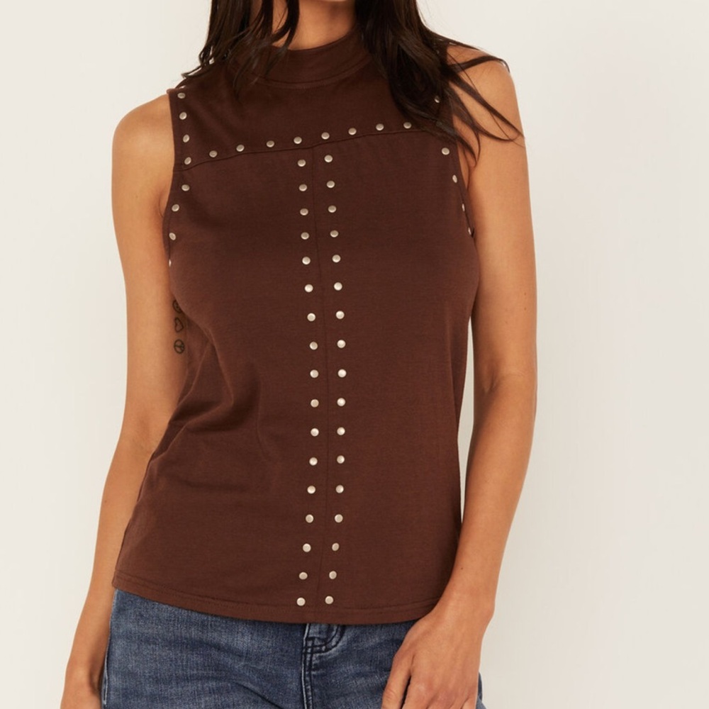 Panhandle NWT Studded Brown Sleeveless Tank Top